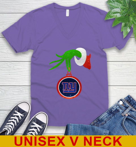 New York Giants Grinch Merry Christmas NFL Football V-Neck T-Shirt 9