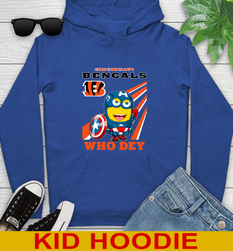 NFL Football Cincinnati Bengals Captain America Marvel Avengers Minion Shirt Youth Hoodie 10