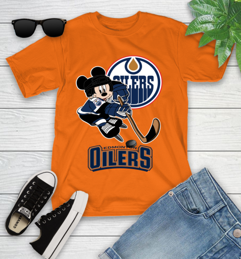NHL Edmonton Oilers Mickey Mouse Disney Hockey T Shirt Youth T-Shirt 7