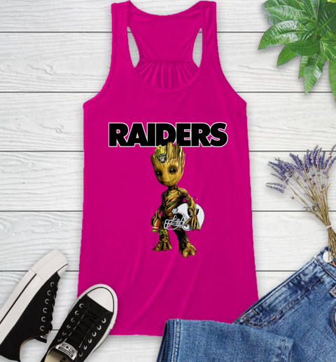Oakland Raiders NFL Football Groot Marvel Guardians Of The Galaxy Racerback Tank 8