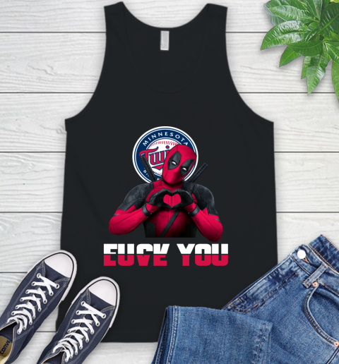 MLB Minnesota Twins Deadpool Love You Fuck You Baseball Sports Tank Top