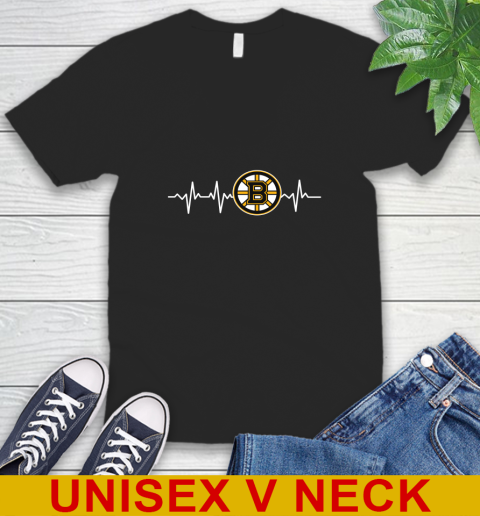 Boston Bruins NHL Hockey Heart Beat Shirt V-Neck T-Shirt