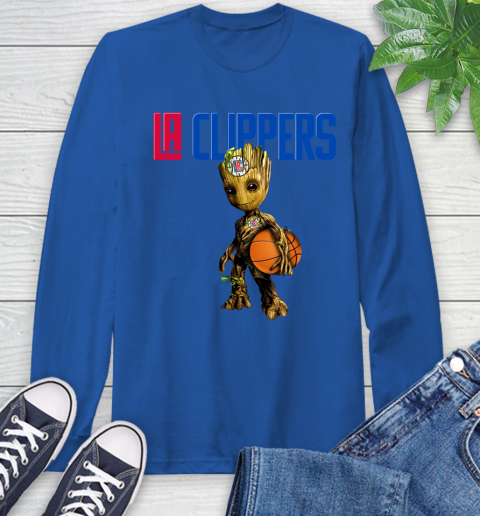 LA Clippers NBA Basketball Groot Marvel Guardians Of The Galaxy Long Sleeve T-Shirt 9