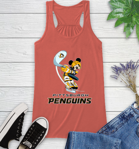 NHL Hockey Pittsburgh Penguins Cheerful Mickey Mouse Shirt Racerback Tank 4