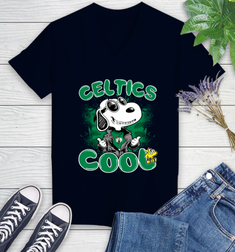NBA Basketball Boston Celtics Cool Snoopy Shirt Women's V-Neck T-Shirt 2