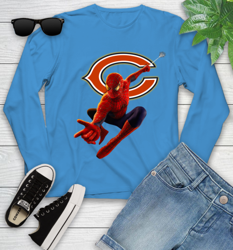 NFL Spider Man Avengers Endgame Football Chicago Bears Youth Long Sleeve 7