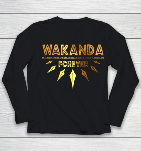 Wakanda Forever Gold Foil Black Panther Youth Long Sleeve