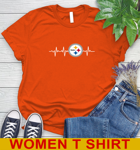 Pittsburgh Steelers NFL Football Heart Beat Shirt Women's T-Shirt 3