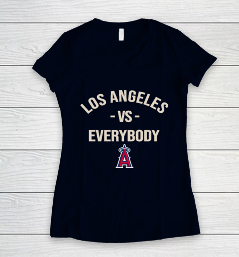 Los Angeles Angels Vs Everybody Women's V-Neck T-Shirt 2