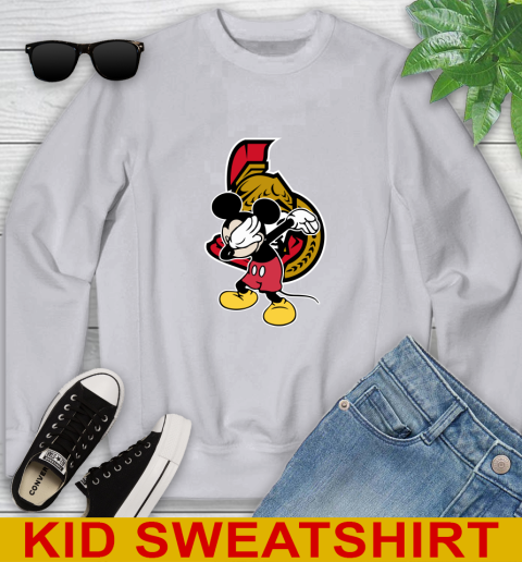Ottawa Senators NHL Hockey Dabbing Mickey Disney Sports Youth Sweatshirt 4