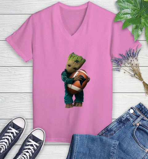 NFL Groot Guardians Of The Galaxy Football Sports Carolina Panthers Women's V-Neck T-Shirt 14