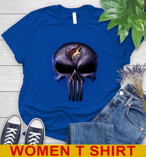Arizona Coyotes NHL Hockey Punisher Skull Sports Women's T-Shirt 10