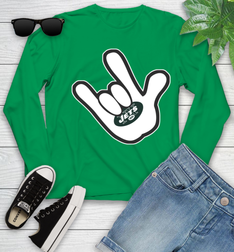 New York Jets NFL Football Mickey Rock Hand Disney Youth Long Sleeve 6