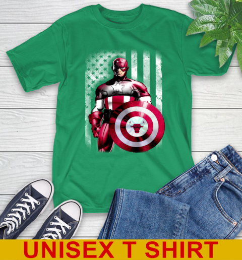Chicago Bulls NBA Basketball Captain America Marvel Avengers American Flag Shirt T-Shirt 7