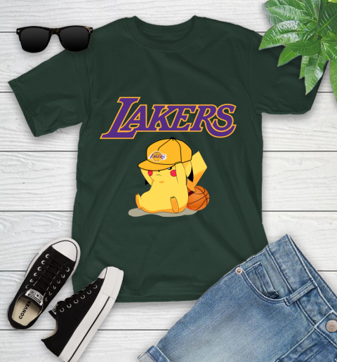 NBA Pikachu Basketball Sports Los Angeles Lakers Youth T-Shirt 5