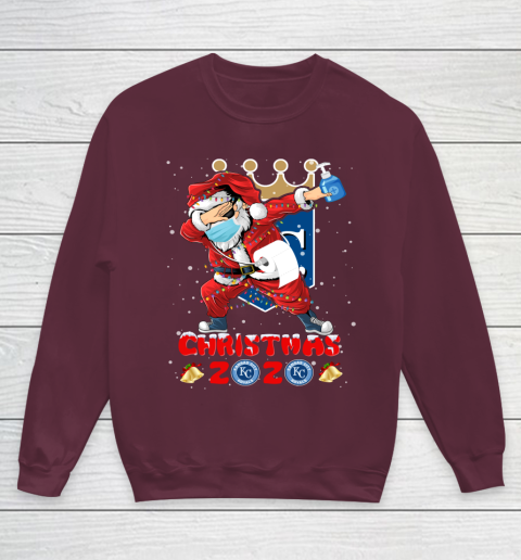 Kansas City Royals Funny Santa Claus Dabbing Christmas 2020 MLB Youth Sweatshirt 4