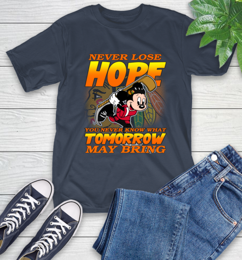 Chicago Blackhawks NHL Hockey ootball Mickey Disney Never Lose Hope T-Shirt 3