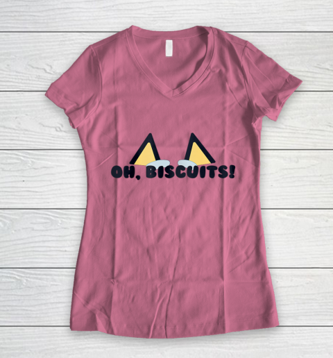 Bluey Oh Biscuits Mum Dad Cartoon Mother s Father s Day Women's V-Neck T-Shirt 7