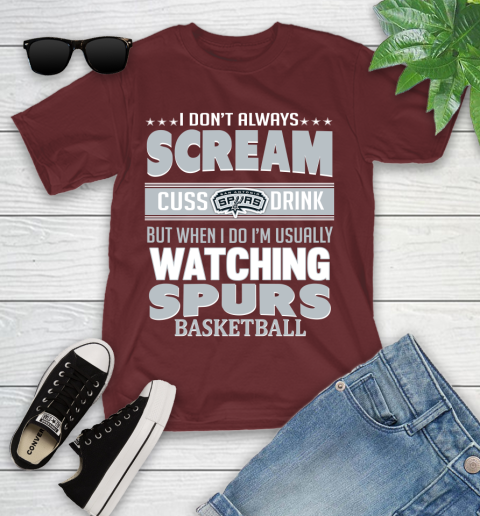 San Antonio Spurs NBA Basketball I Scream Cuss Drink When I'm Watching My Team Youth T-Shirt 14
