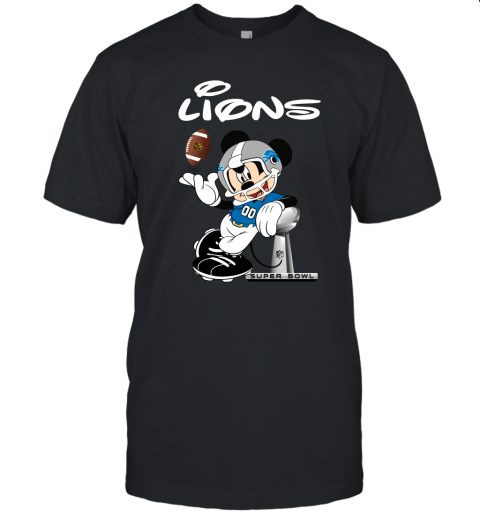 Mickey Lions Taking The Super Bowl Trophy Football Unisex Jersey Tee