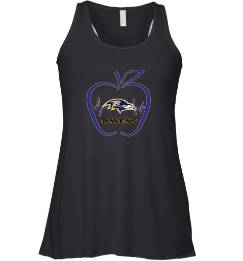 Apple Heartbeat Teacher Symbol Baltimore Ravens Racerback Tank