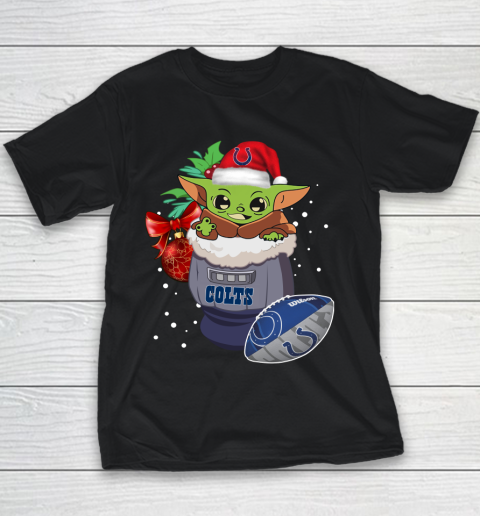Indianapolis Colts Christmas Baby Yoda Star Wars Funny Happy NFL Youth T-Shirt 2