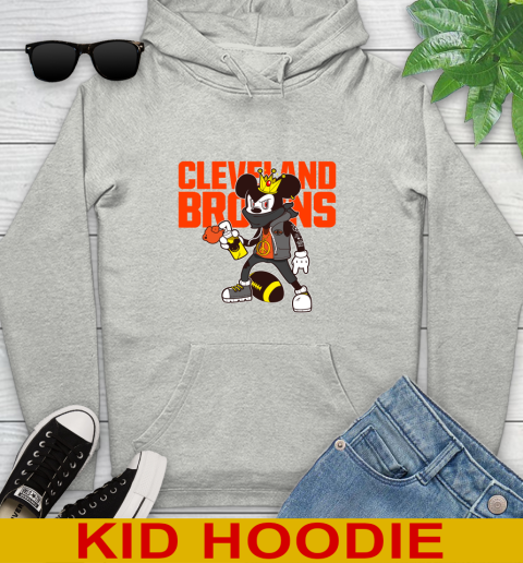 Cleveland Browns NFL Football Mickey Peace Sign Sports Youth Hoodie