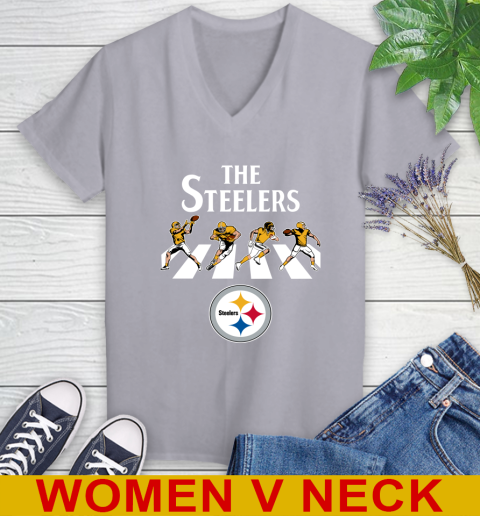 NFL Football Pittsburgh Steelers The Beatles Rock Band Shirt Women's V-Neck T-Shirt 4