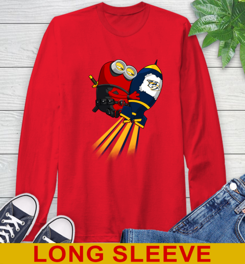 NHL Hockey Nashville Predators Deadpool Minion Marvel Shirt Long Sleeve T-Shirt 12