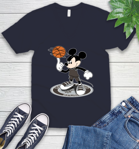 NBA Basketball San Antonio Spurs Cheerful Mickey Disney Shirt V-Neck T-Shirt 3