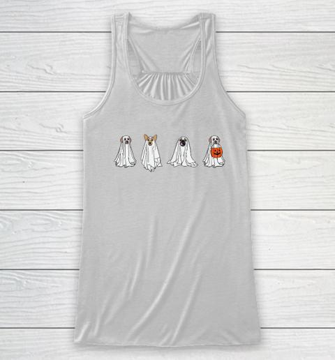 Dog Ghost Funny Halloween Mummy Dog Lover Matching Family Racerback Tank