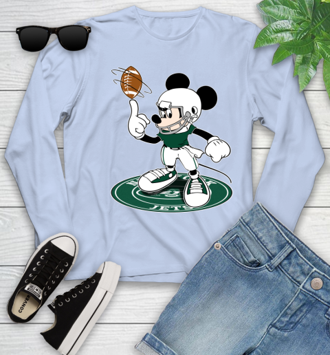 NFL Football New York Jets Cheerful Mickey Disney Shirt Youth Long Sleeve 9