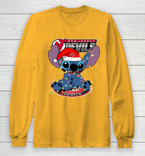 New Jersey Devils NHL Hockey noel stitch Christmas Long Sleeve T-Shirt 2