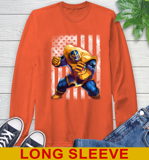 NFL Football Dallas Cowboys Thanos Marvel American Flag Shirt Long Sleeve T Shirt