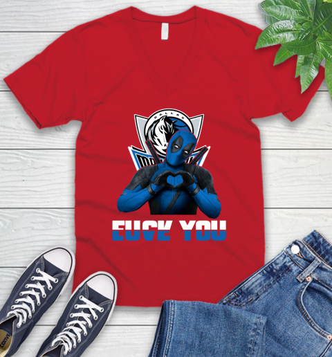 NBA Dallas Mavericks Deadpool Love You Fuck You Basketball Sports V-Neck T-Shirt 6