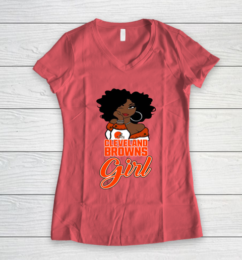 Cleveland Browns Girl NFL Women's V-Neck T-Shirt 6