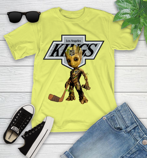 Los Angeles Kings NHL Hockey Groot Marvel Guardians Of The Galaxy Youth T-Shirt 8