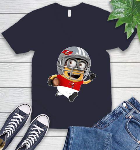 NFL Tampa Bay Buccaneers Minions Disney Football Sports V-Neck T-Shirt 3