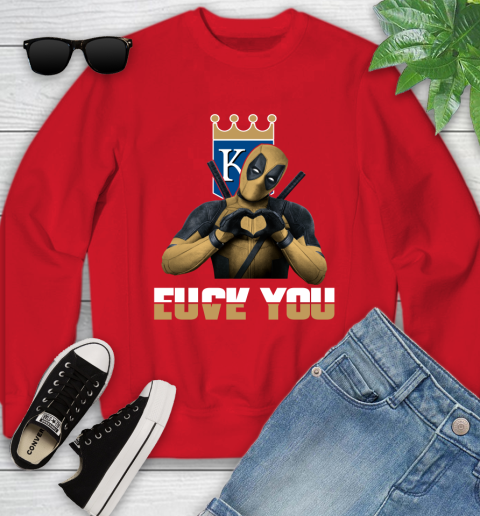 MLB Kansas City Royals Deadpool Love You Fuck You Baseball Sports Youth Sweatshirt 8