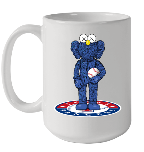 MLB Baseball Texas Rangers Kaws Bff Blue Figure Shirt Ceramic Mug 15oz