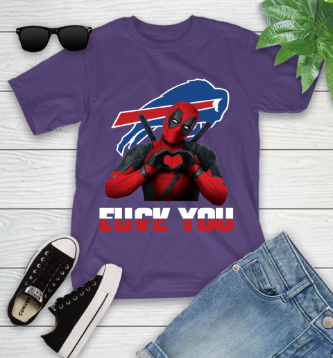 NHL Buffalo Bills Deadpool Love You Fuck You Football Sports Youth T-Shirt 3