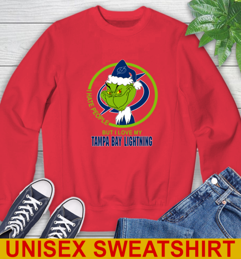 Tampa Bay Lightning NHL Christmas Grinch I Hate People But I Love My Favorite Hockey Team Sweatshirt 10