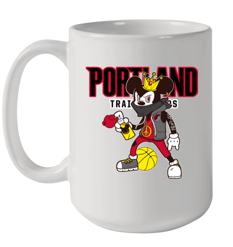 Portland Trail Blazers NBA Basketball Mickey Peace Sign Sports Ceramic Mug 15oz