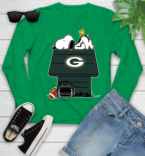 Green Bay Packers NFL Football Snoopy Woodstock The Peanuts Movie Youth Long Sleeve 6