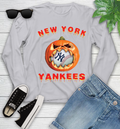 MLB New York Yankees Halloween Pumpkin Baseball Sports Youth Long Sleeve 5