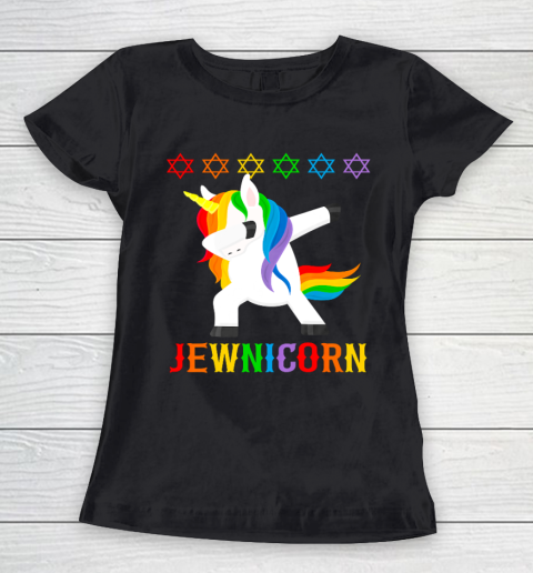 Hanukkah Dabbing Unicorn Jewnicorn Chanukah Jewish Xmas Gift Women's T-Shirt