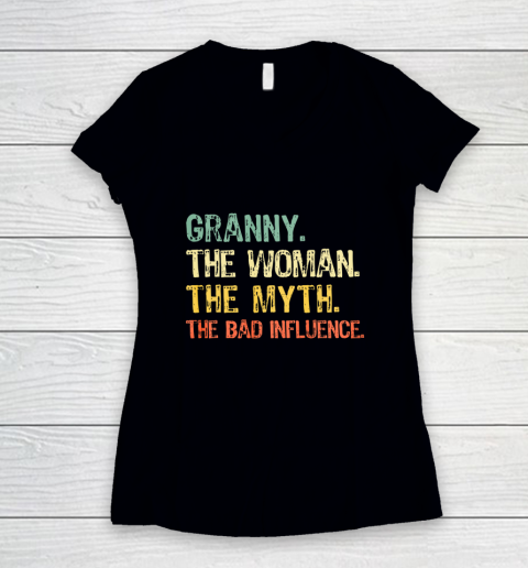 Granny The Woman Myth The Bad Influence Retro Gift Christmas Women's V-Neck T-Shirt