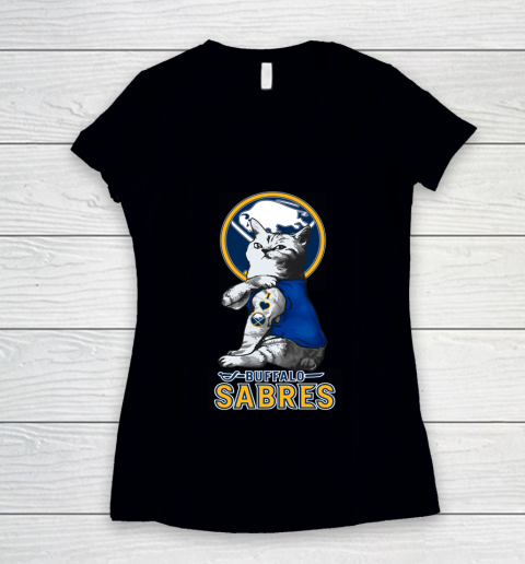 NHL My Cat Loves Buffalo Sabres Hockey Women's V-Neck T-Shirt