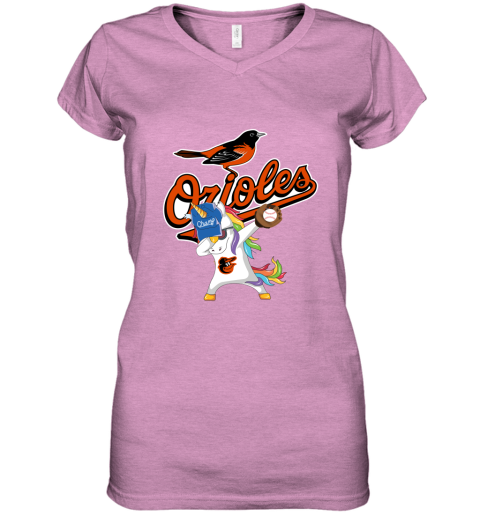Hip Hop Dabbing Unicorn Flippin Love Baltimore Orioles Women's V-Neck T-Shirt