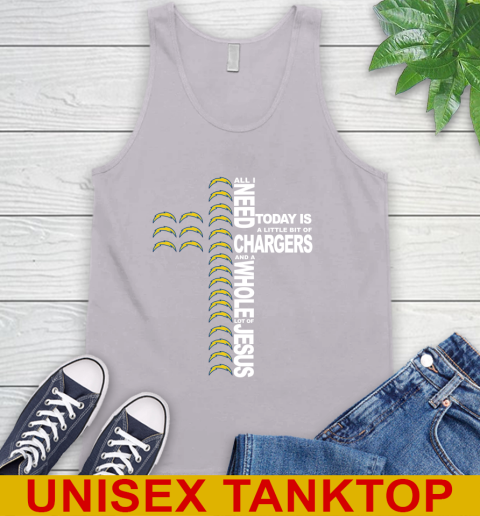 NFL All I Need Today Is A Little Bit Of Los Angeles Chargers Cross Shirt Tank Top 3